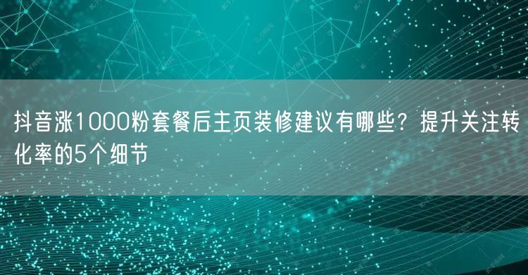 抖音涨1000粉套餐后主页装修建议有哪些？提升关注转化率的5个细节